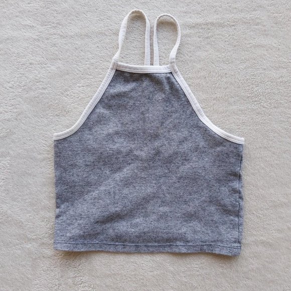 Zara salt & pepper speckled cropped racerback halter cami tank top - Picture 1 of 4